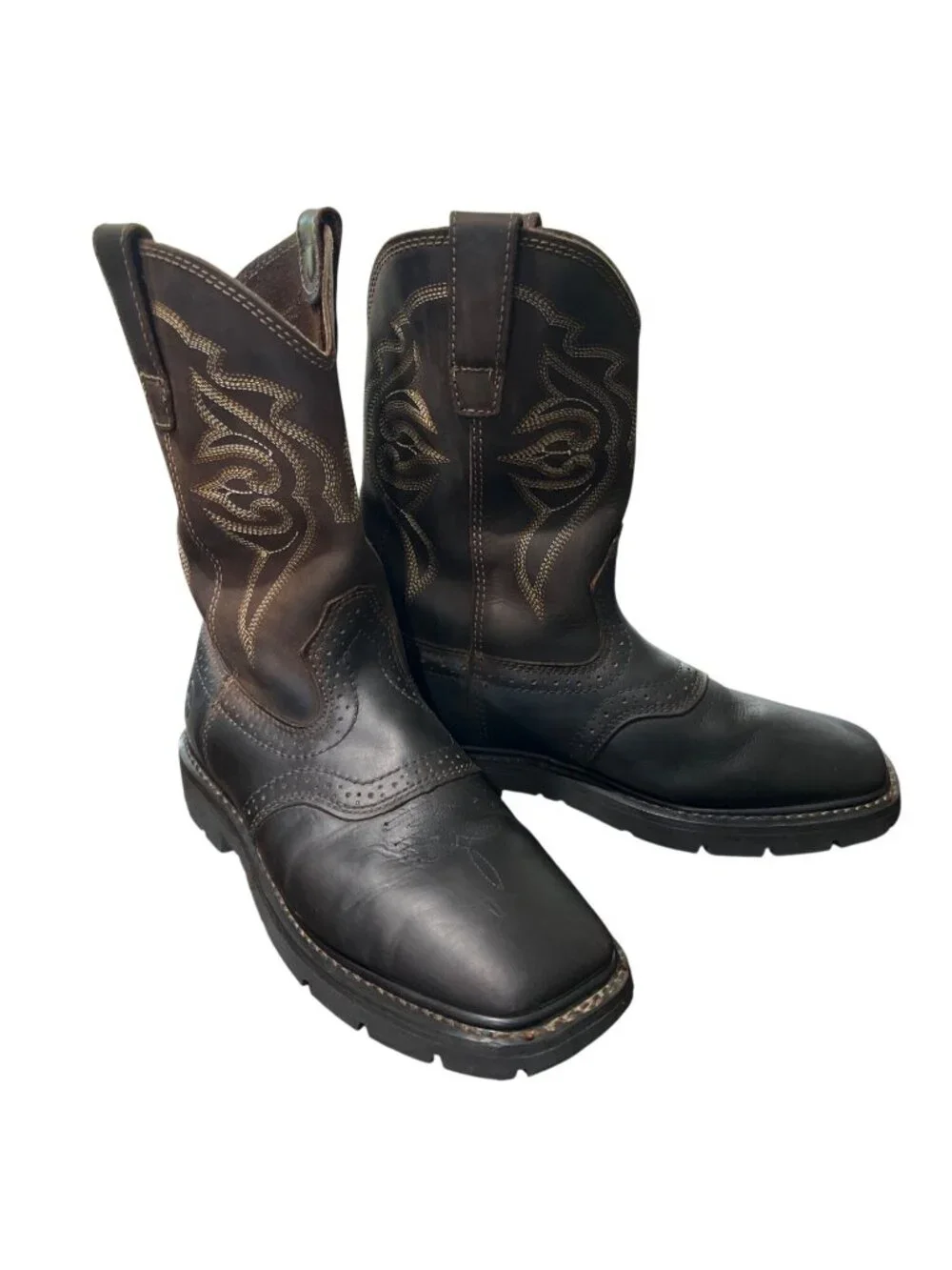 Lincoln Outfitters Men 9W Boots Western Work Brown Leather Square Soft Toe L9C12